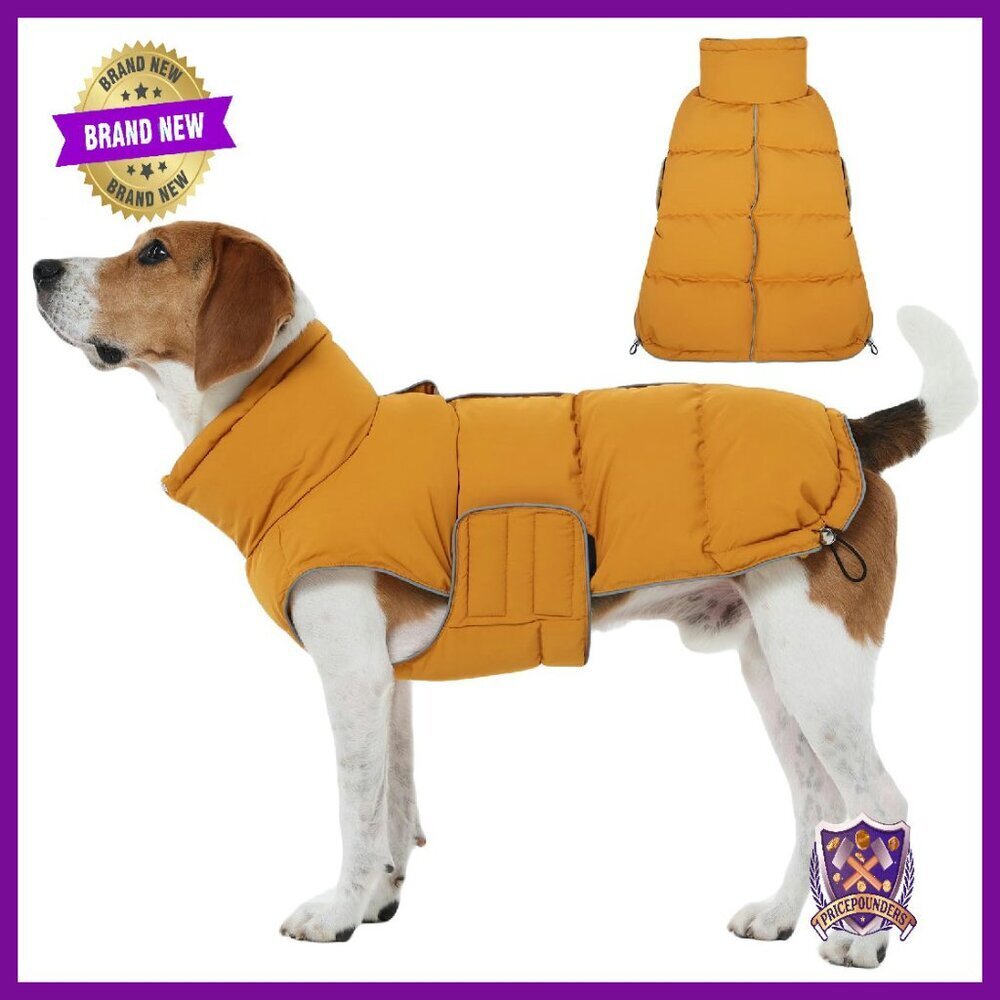 Medium Dog Winter Puffer Jacket Waterproof Adjustable Turtleneck